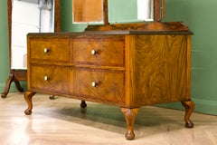 British Art Deco Burr Walnut Dressing Table, 1930s