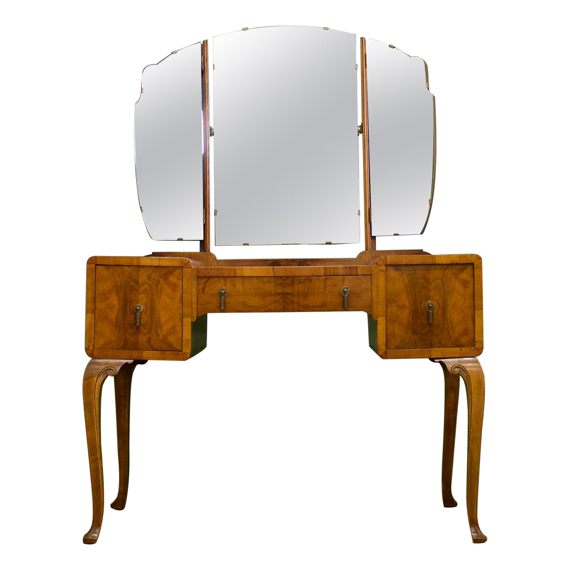 British Art Deco Burr Walnut Dressing Table, 1930s