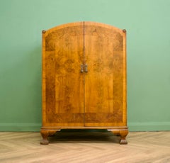 British Art Deco Burr Walnut Linen Cabinet, 1930s