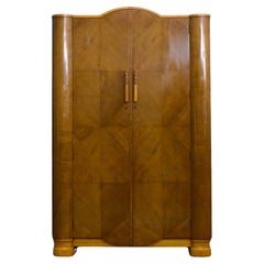 Used British Art Deco Burr Walnut Wardrobe, 1920s - 2 of 2