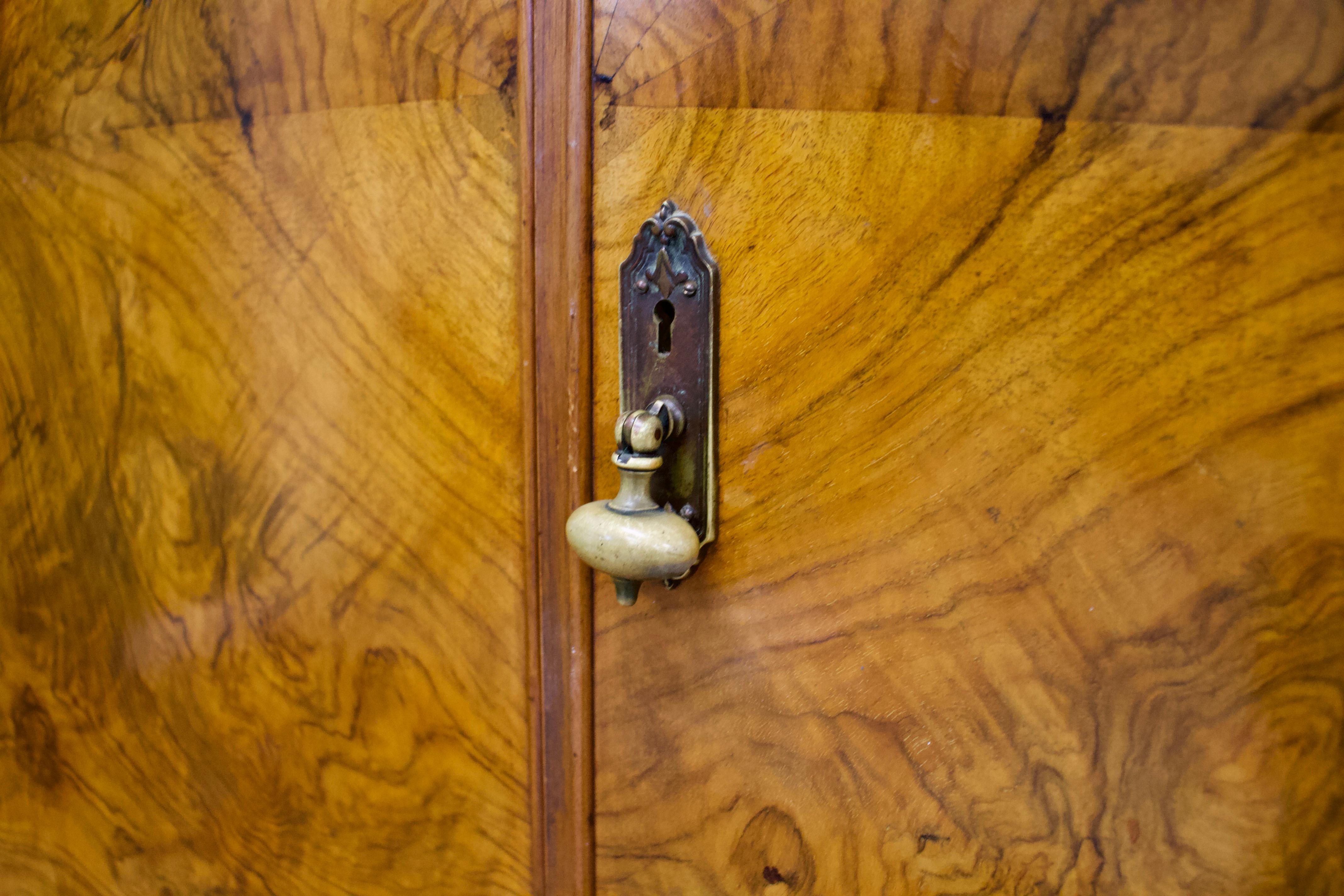 British Art Deco Burr Walnut Wardrobe, 1920s 1