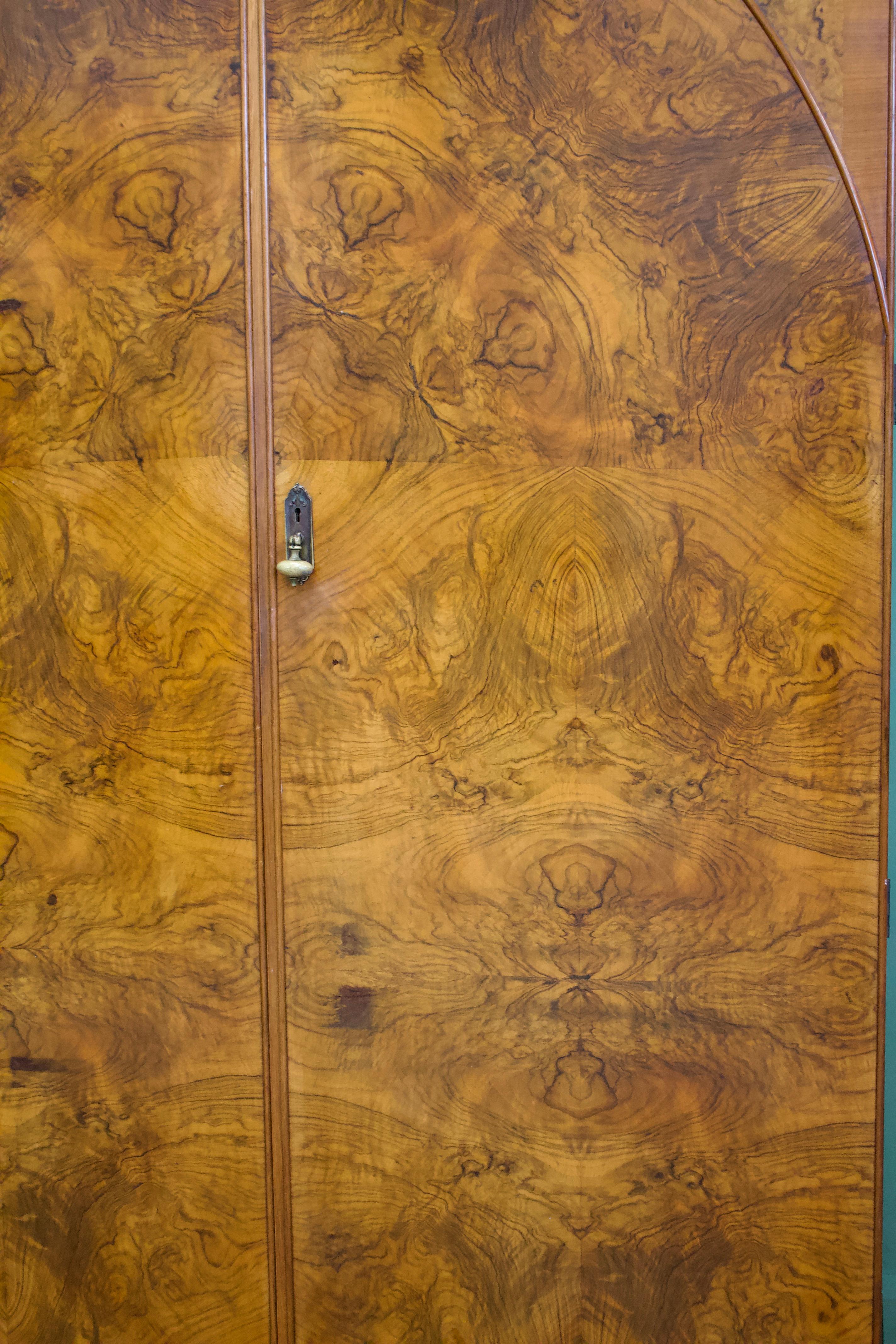 British Art Deco Burr Walnut Wardrobe, 1920s 2