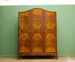 British Art Deco Burr Walnut Wardrobe, 1930s