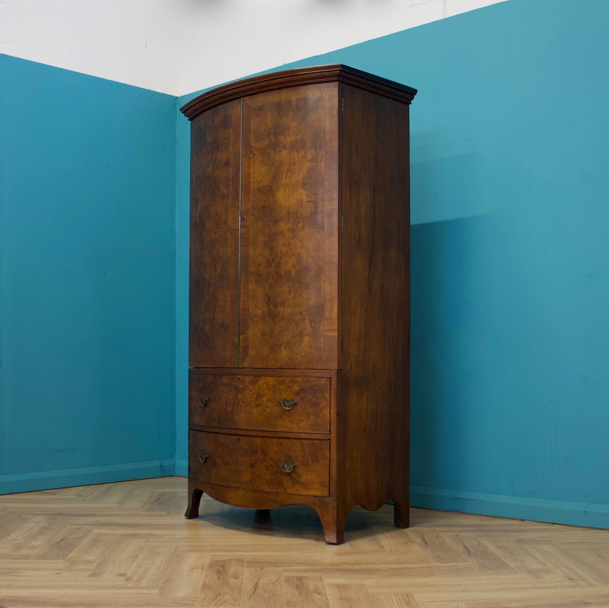 Veneer British Art Deco Burr Walnut Wardrobe, 1930s