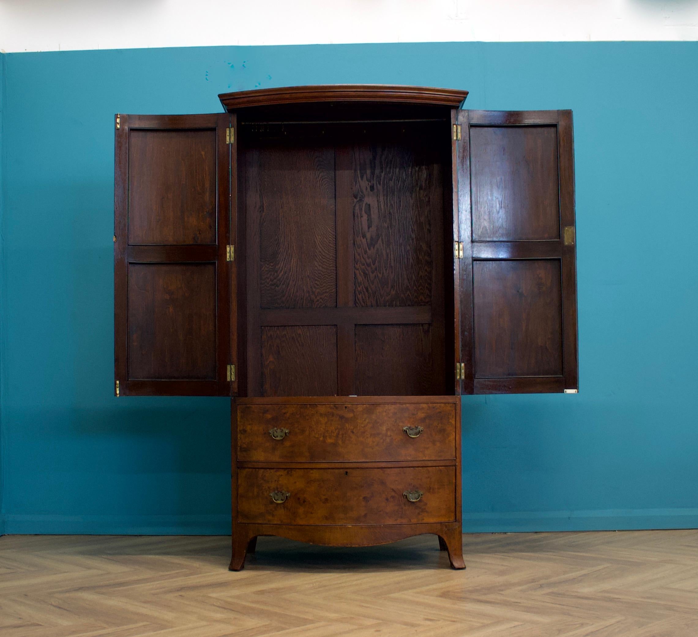 Wood British Art Deco Burr Walnut Wardrobe, 1930s
