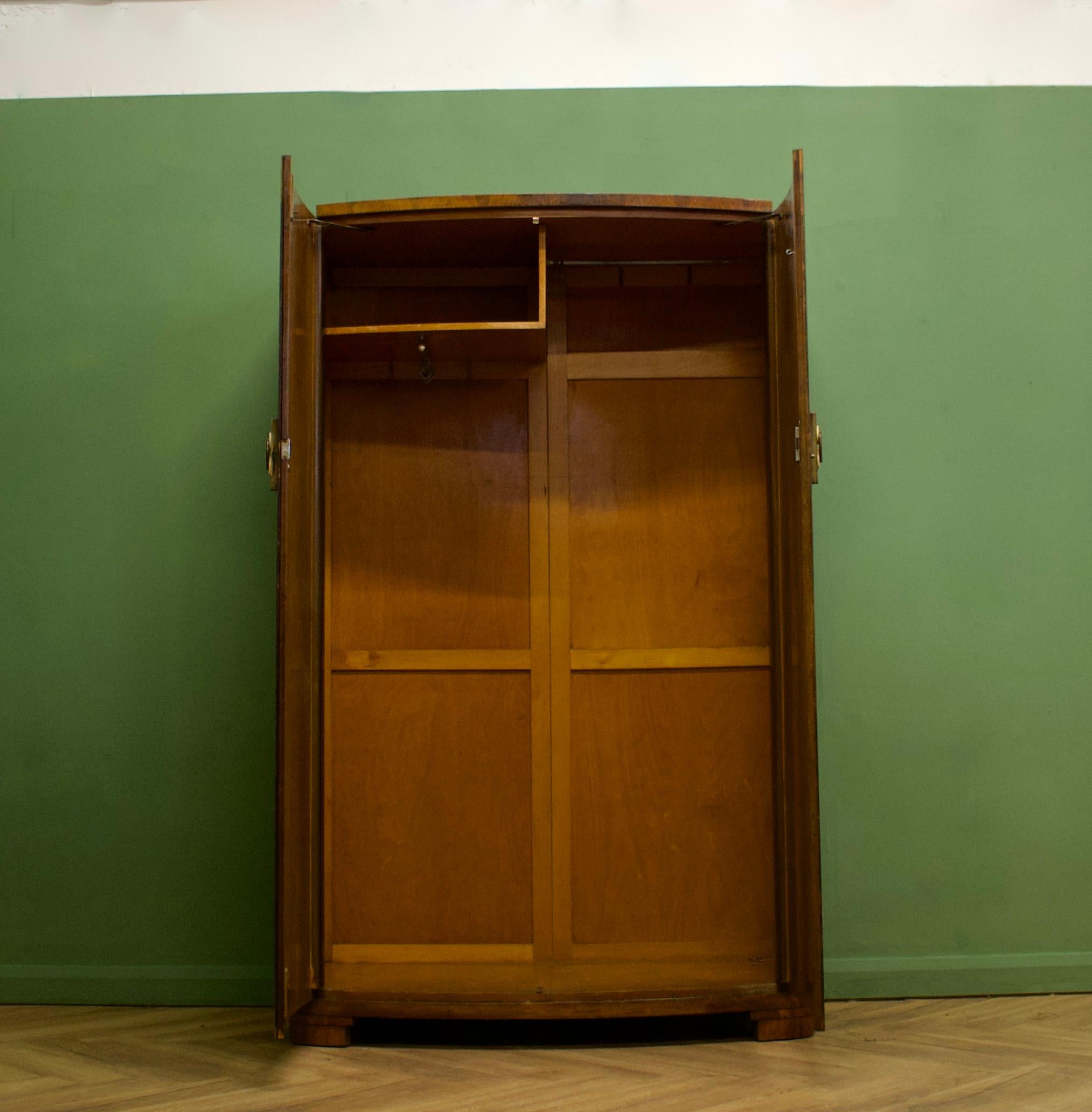 British Art Deco Burr Walnut Wardrobe, 1930s 1