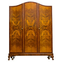 British Art Deco Burr Walnut Wardrobe, 1930s