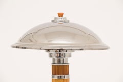 British Art Deco Chrome Canopy Table Lamp with Bakelite
