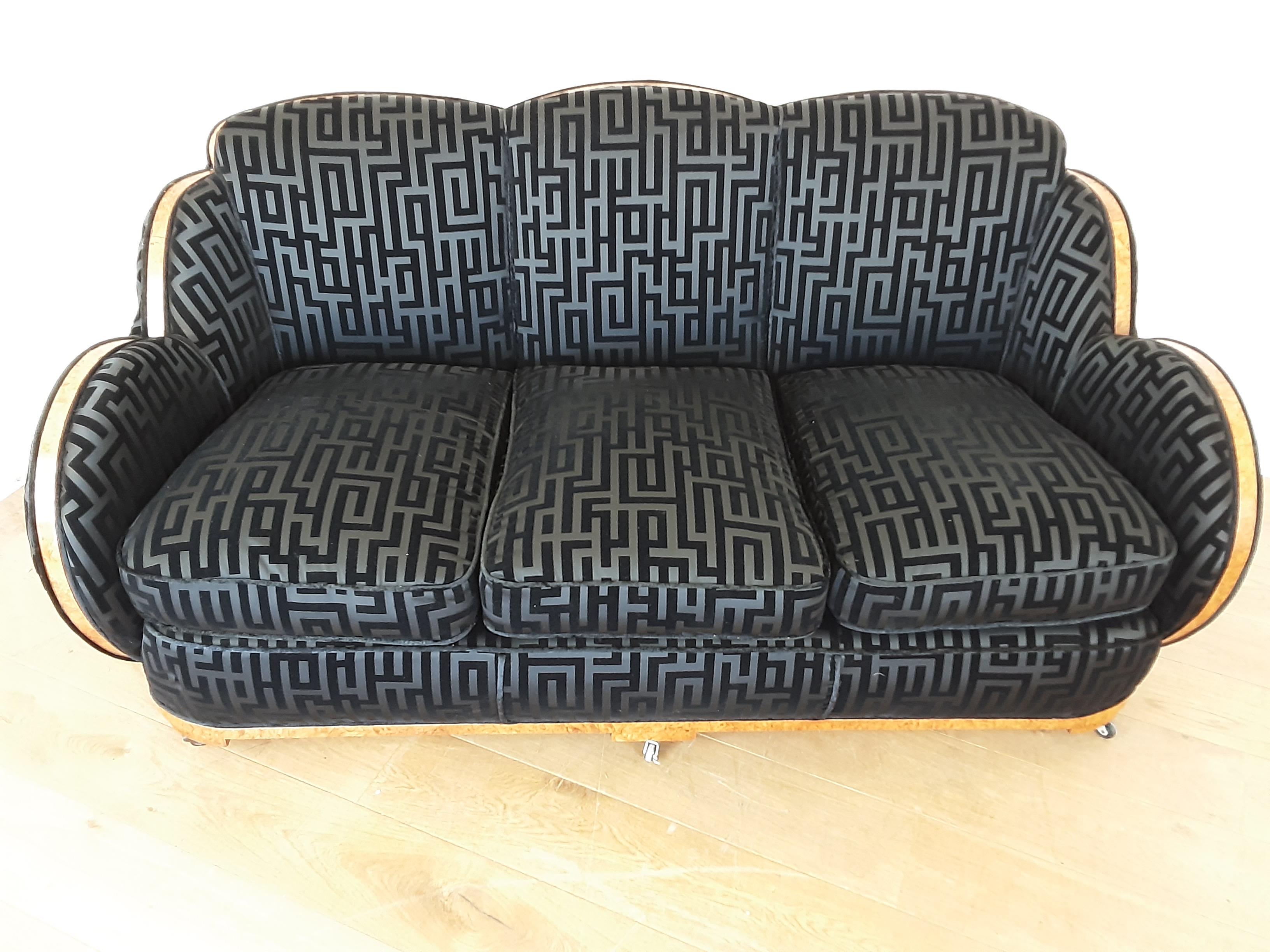 British Art Deco Cloud Back Sofa by Epstein in an Armani Style Fabric circa 1930 For Sale 12