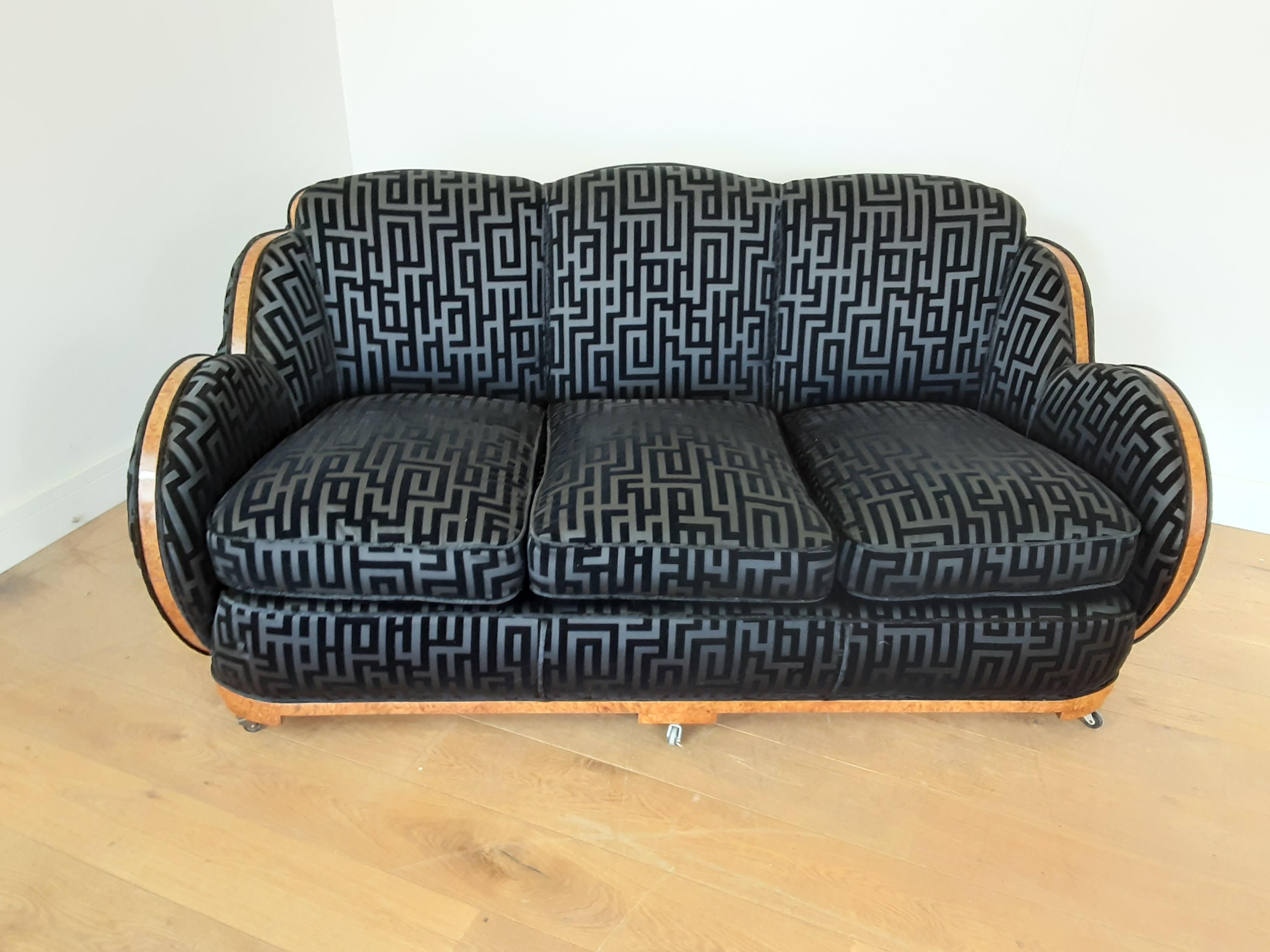 British Art Deco Cloud Back Sofa by Epstein in an Armani Style Fabric circa 1930 For Sale 13