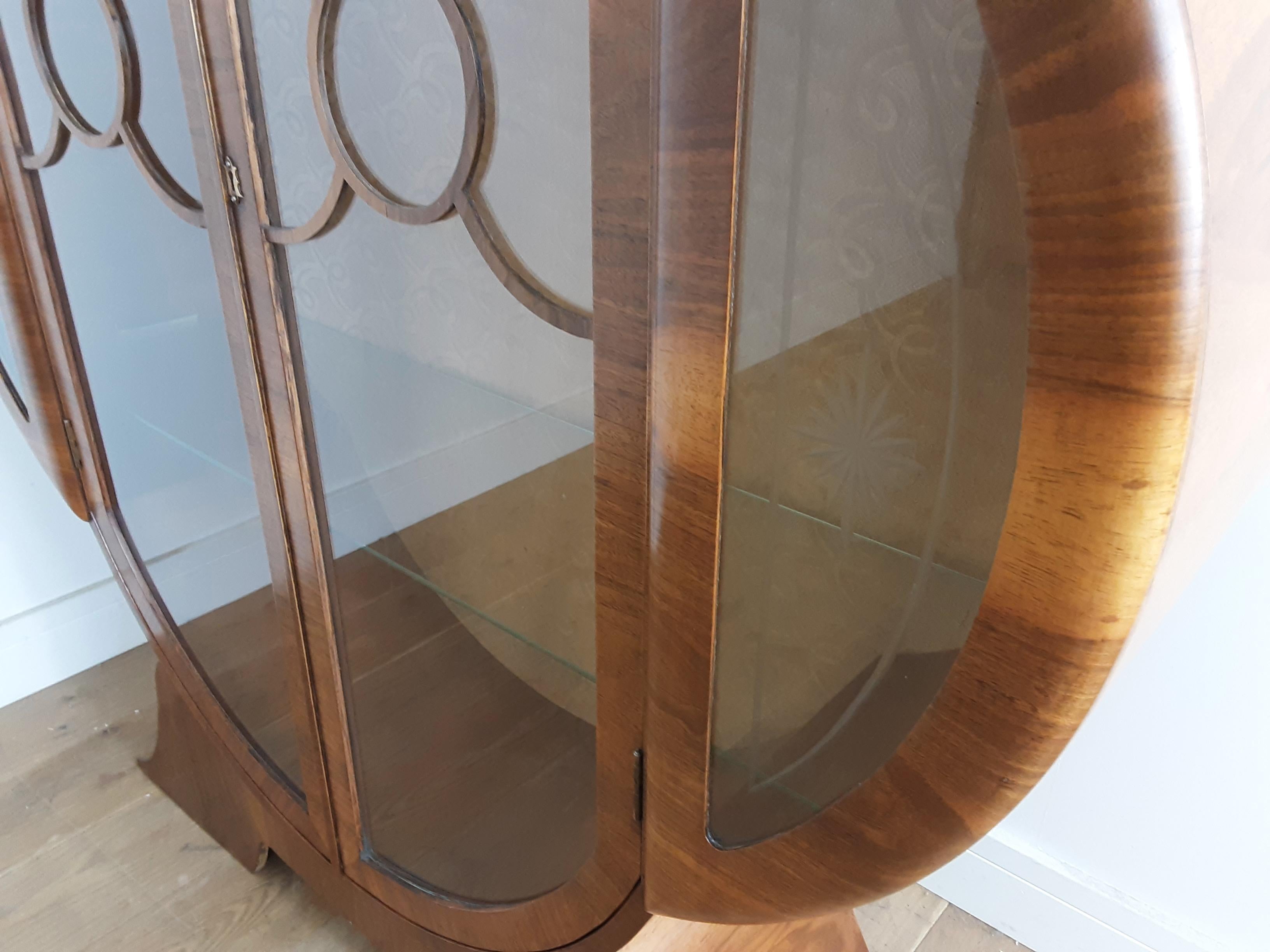 British Art Deco Display Cabinet Bookcase in Walnut For Sale 3