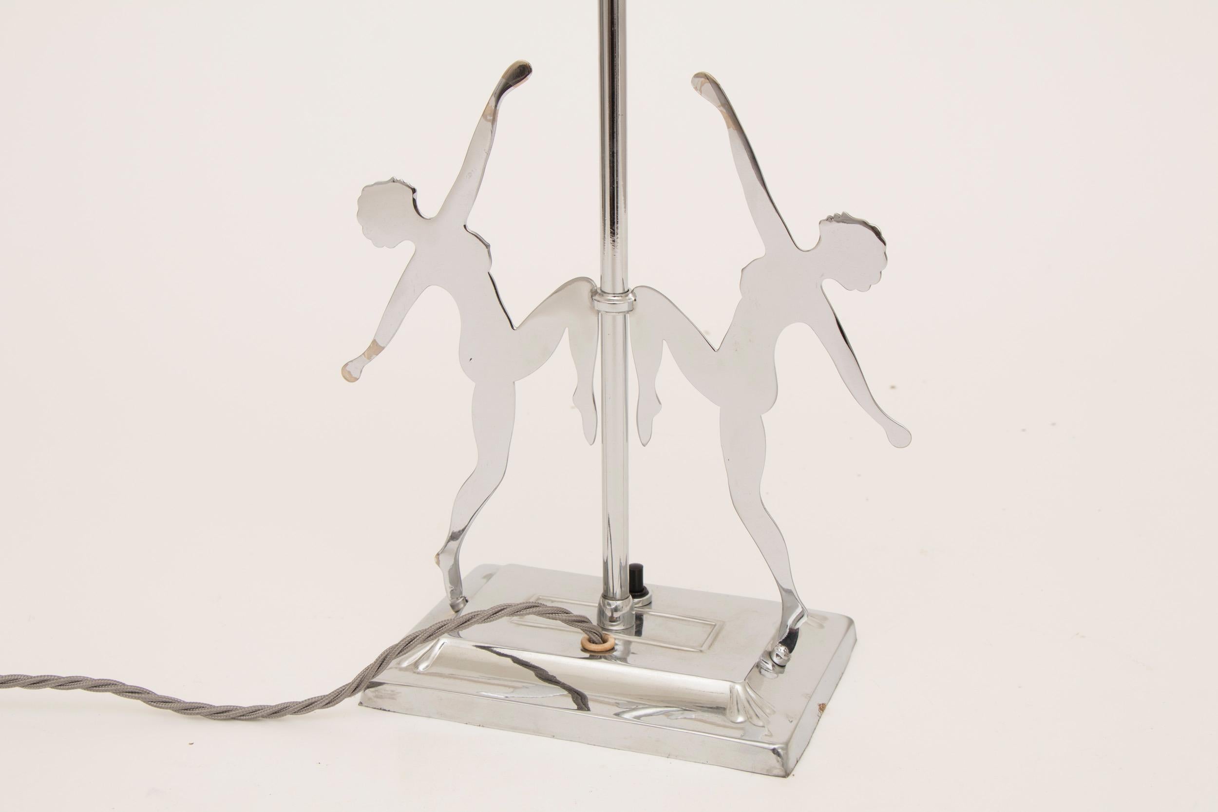 British Art Deco Double Silhouetted Figure Lamp For Sale 6