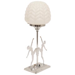 British Art Deco Double Silhouetted Figure Lamp