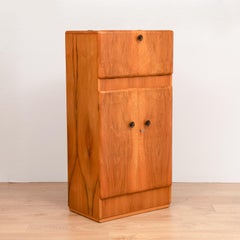 British Art Deco Fall Front Cocktail Cabinet in a Golden Walnut