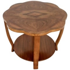 British Art Deco Figured Walnut Table with a Beautiful Scalloped Edge