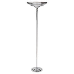 British Art Deco Floor Lamp Polished Chrome Uplighter