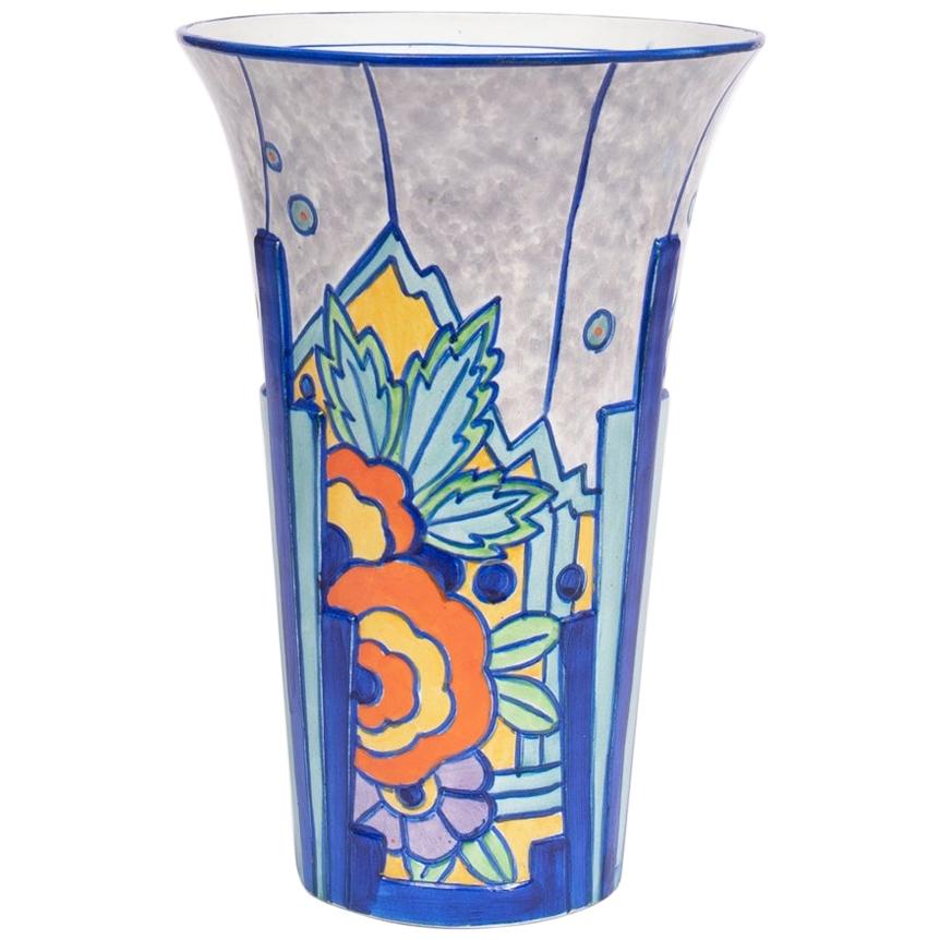 British Art Deco Hand Painted Vase, c.1930 For Sale