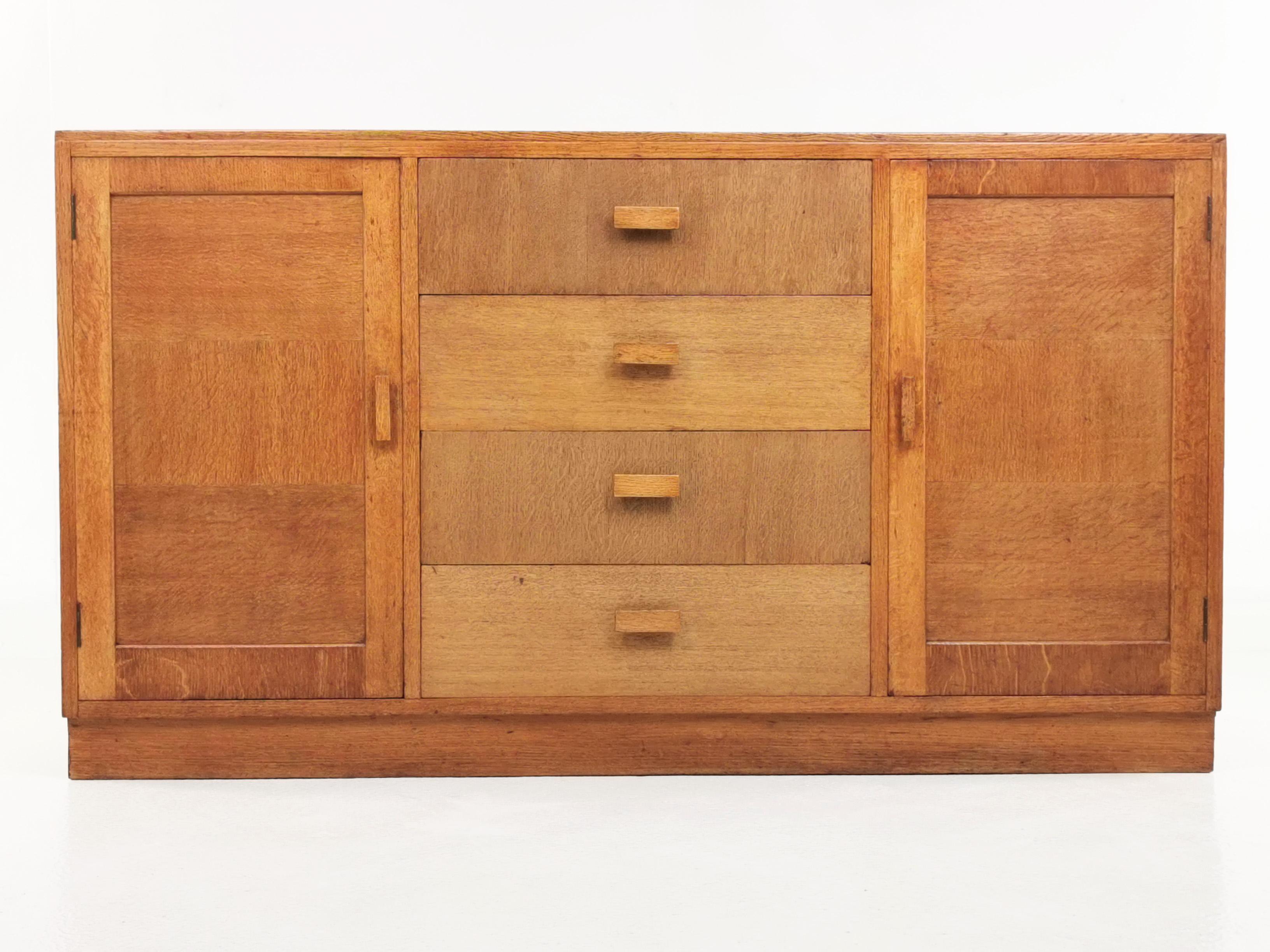 British Art Deco Oak Heals Style Midcentury Sideboard 6