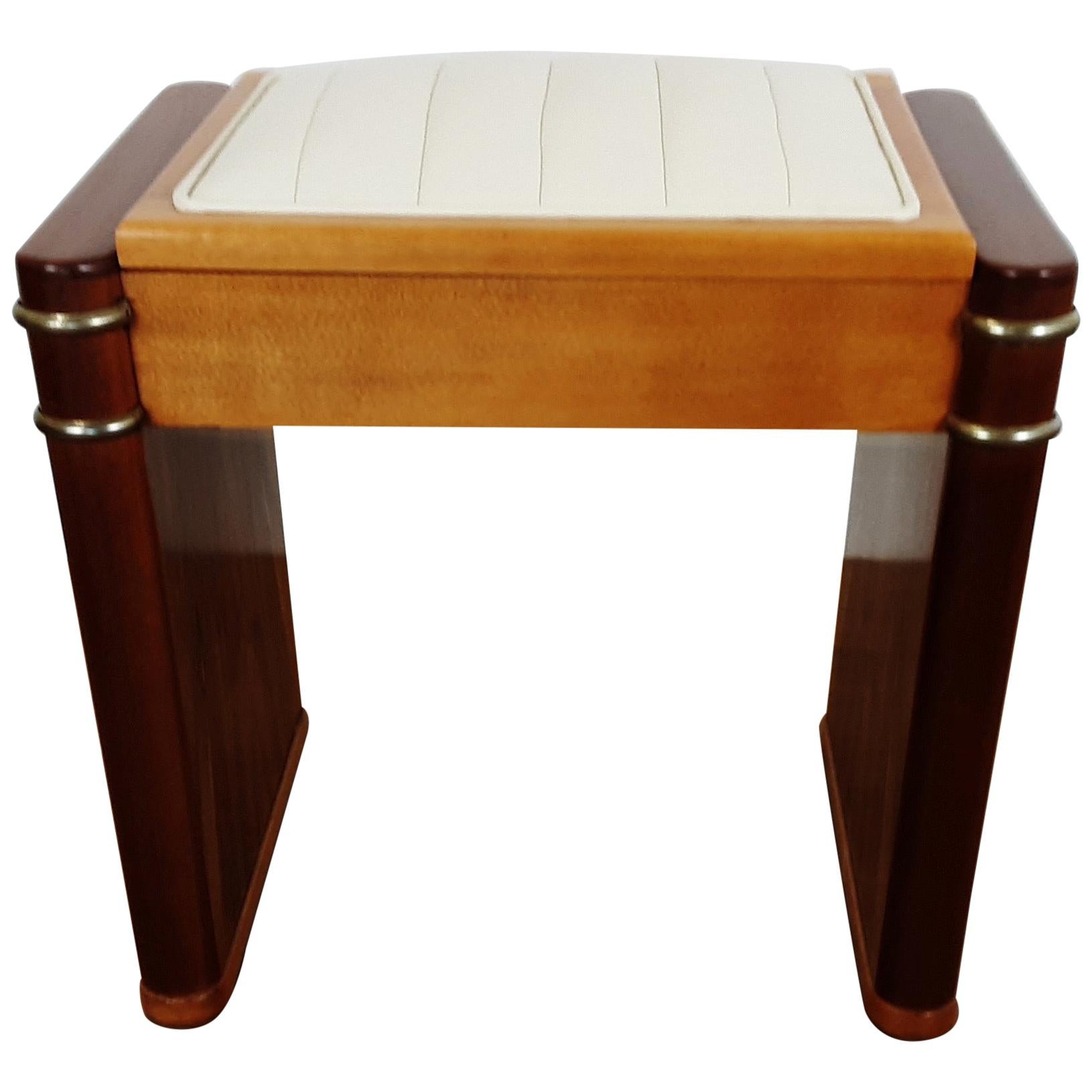 British Art Deco Piano Stool by Ministools in Satin Birch and Walnut For Sale