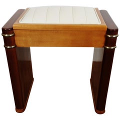 British Art Deco Piano Stool by Ministools in Satin Birch and Walnut