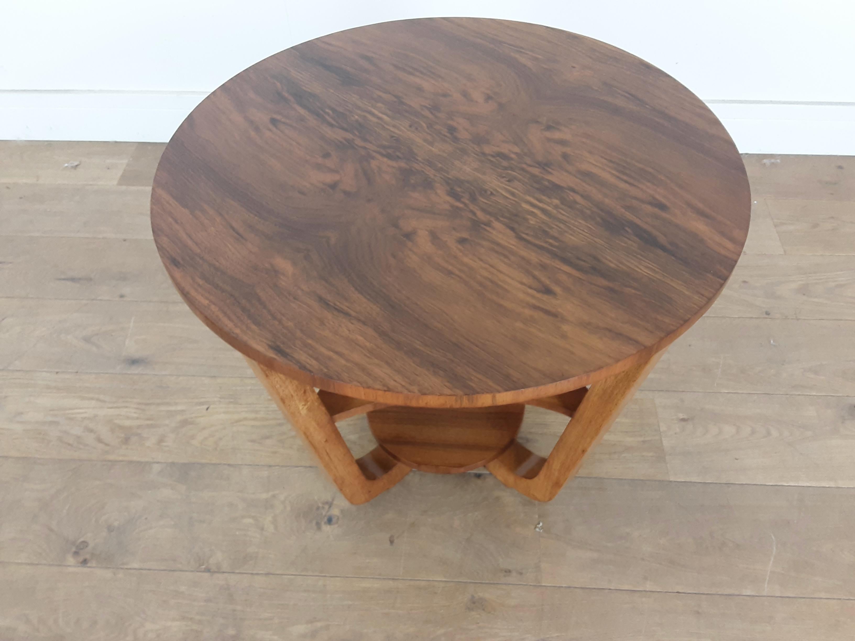 British Art Deco Side Table in a Burr Walnut 3