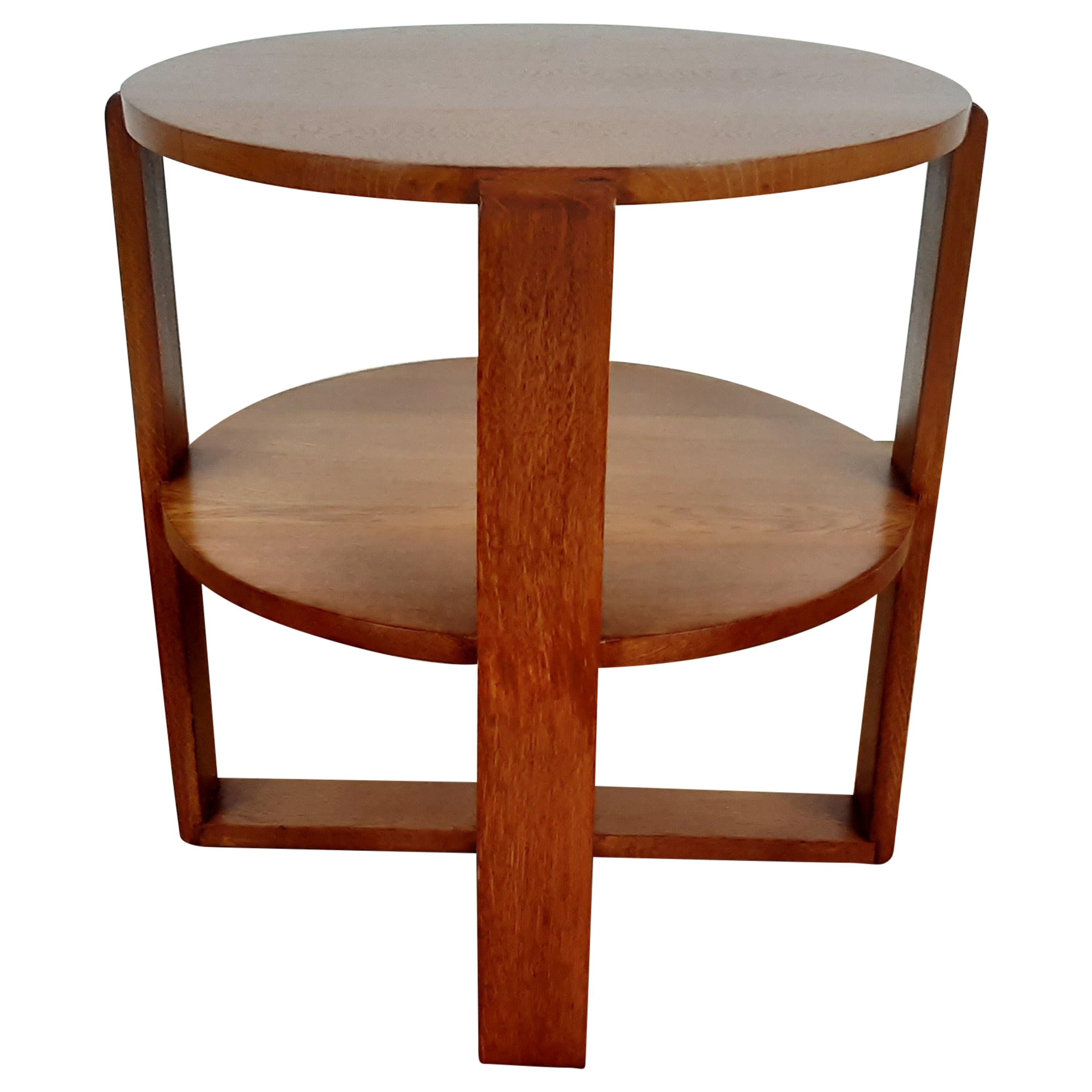 British Art Deco Side Table in Golden Oak For Sale