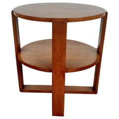 Vintage British Art Deco Side Table in Golden Oak