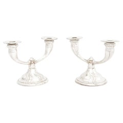 Candelabro in argento Art Deco britannico, coppia