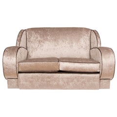 British Art Deco Sofa Newly Upholstered in a Silver Snakeskin Style Fabric
