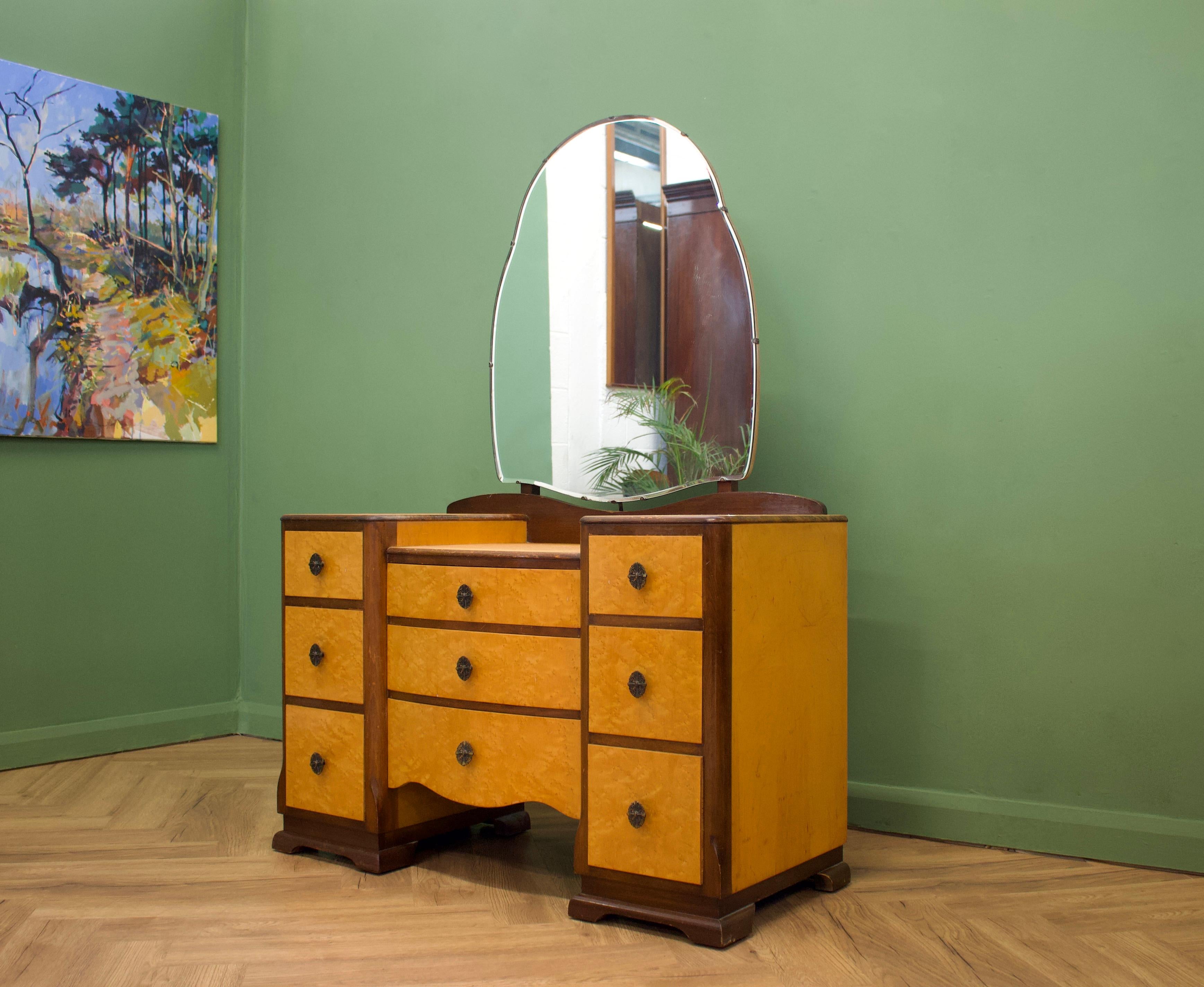 British Art Deco Style Bird’SEye Maple Dressing Table, 1940s at 1stDibs