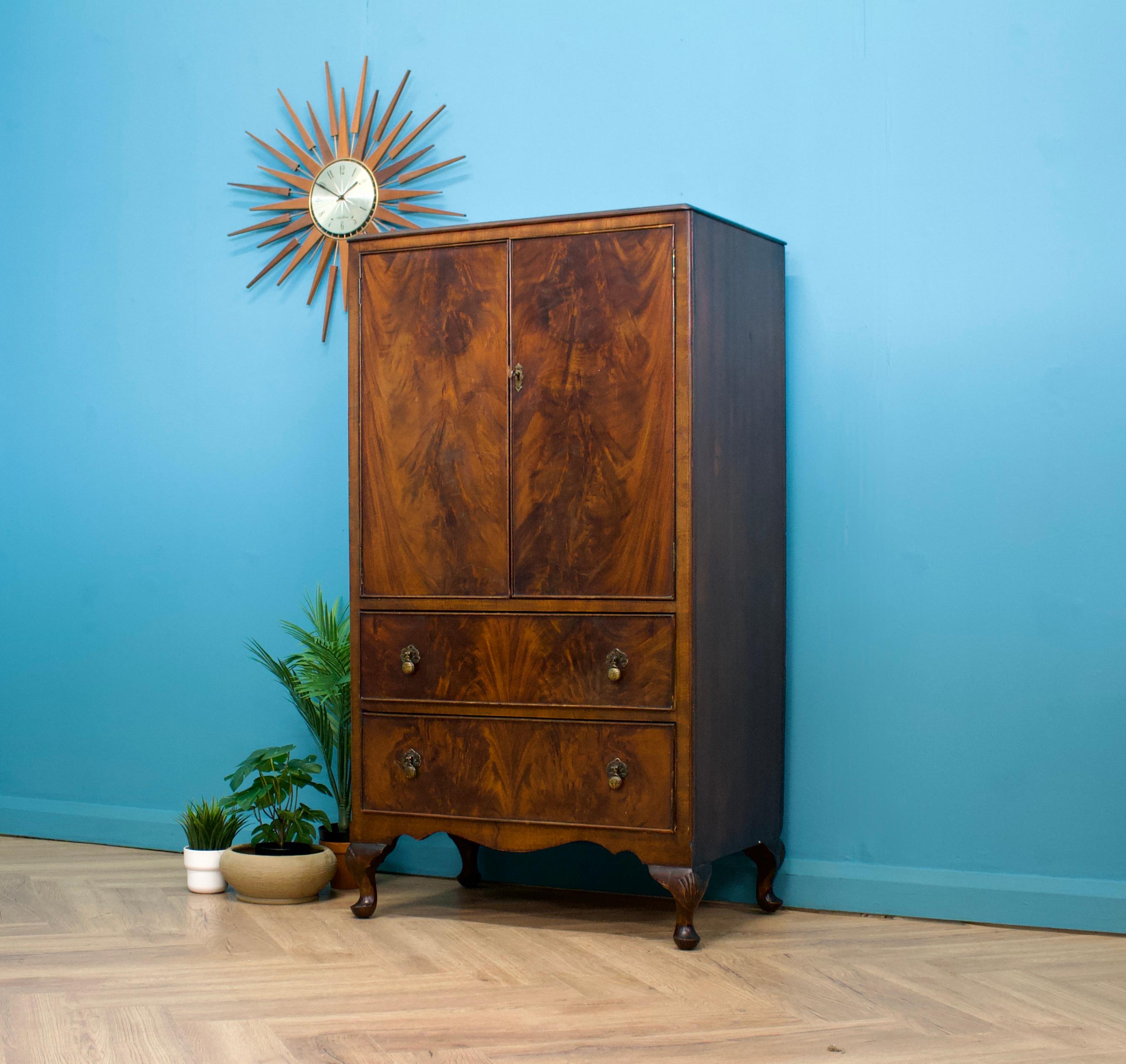 British Art Deco Style Burr Walnut Linen Cabinet, 1950s In Good Condition In South Shields, GB