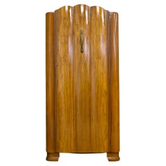 Vintage British Art Deco Style Walnut Small Wardrobe from Harris Lebus, 1940s