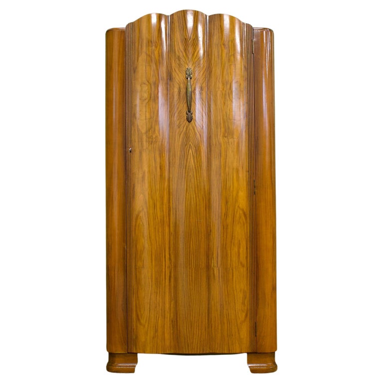 British Art Deco Style Walnut Small Wardrobe from Harris Lebus, 1940s