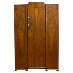 Vintage British Art Deco Style Walnut Wardrobe, 1950s
