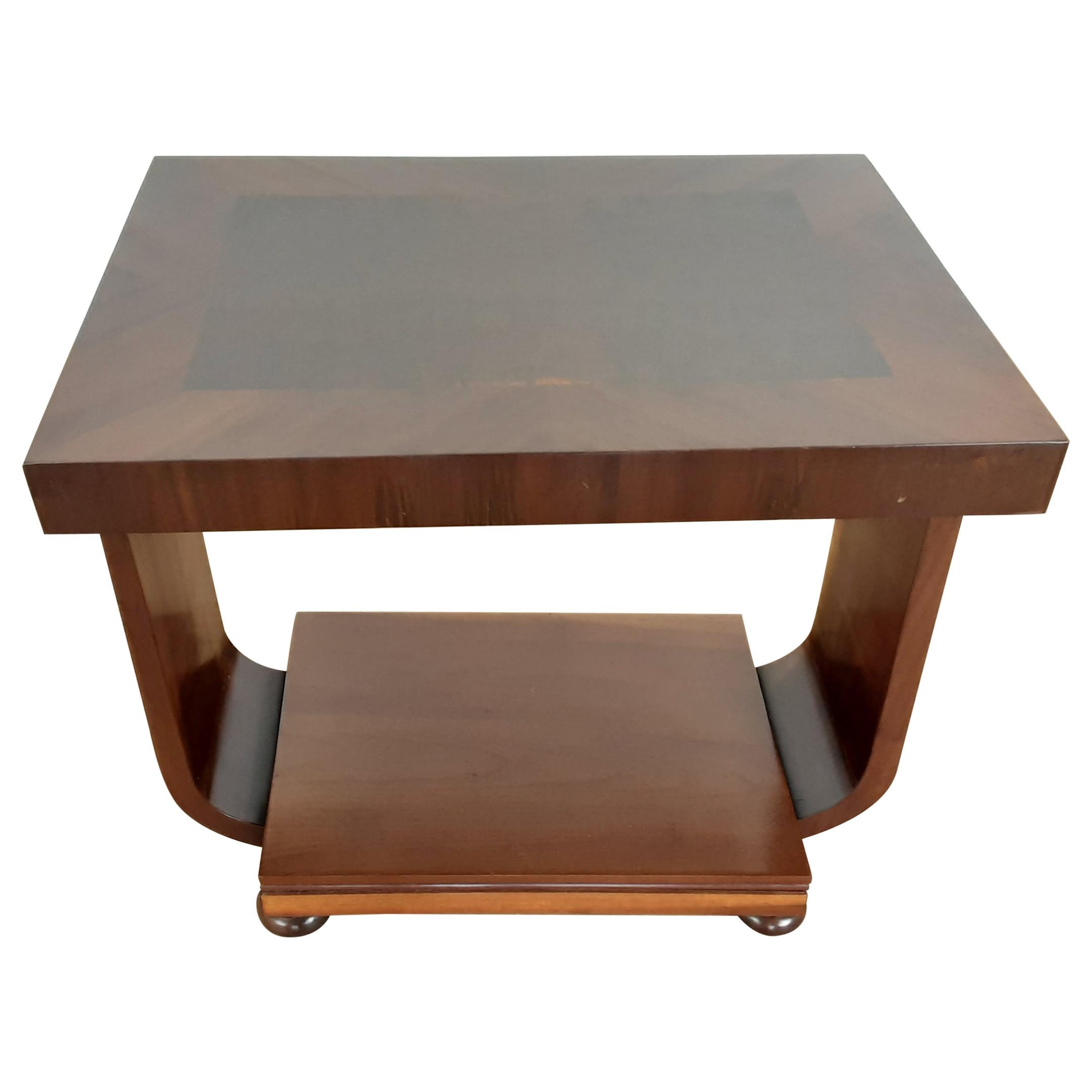 British Art Deco Table in a Burr Walnut For Sale