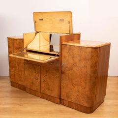 British Art Deco Walnut Cocktail Cabinet, circa 1930