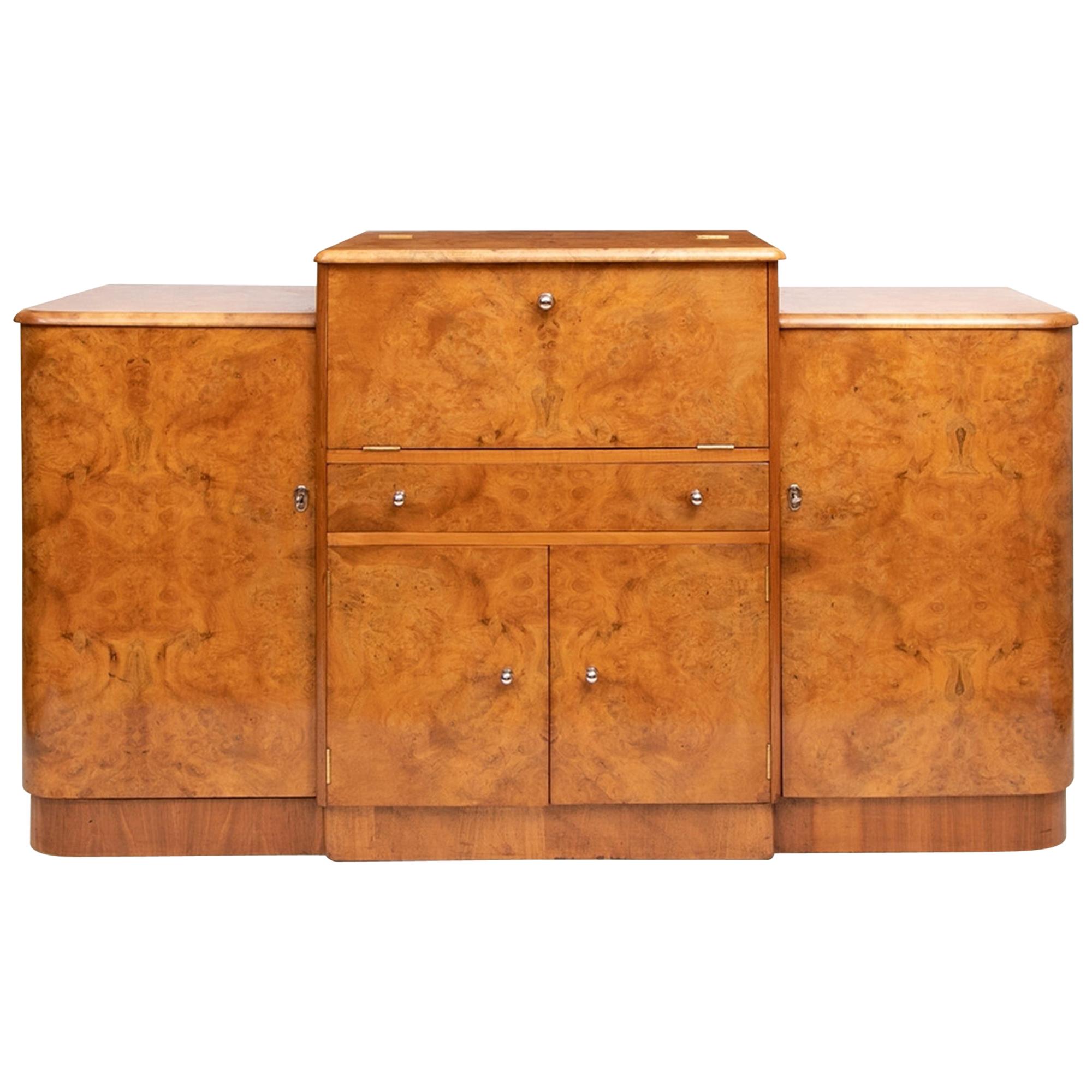 British Art Deco Walnut Cocktail circa 1930 at 1stDibs