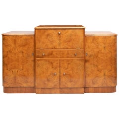 British Art Deco Walnut Cocktail Cabinet, circa 1930