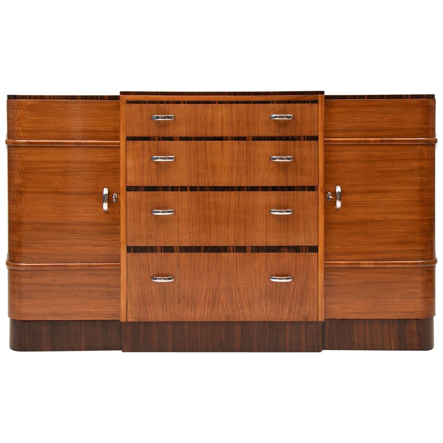 British Art Deco Walnut and Rosewood Sideboard by Heals