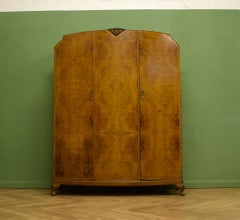 British Art Deco Wardrobe in Burr Walnut, 1930s