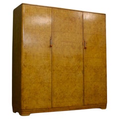 Antique British Art Deco Wardrobe in Burr Walnut from Maple & Co, 1930s