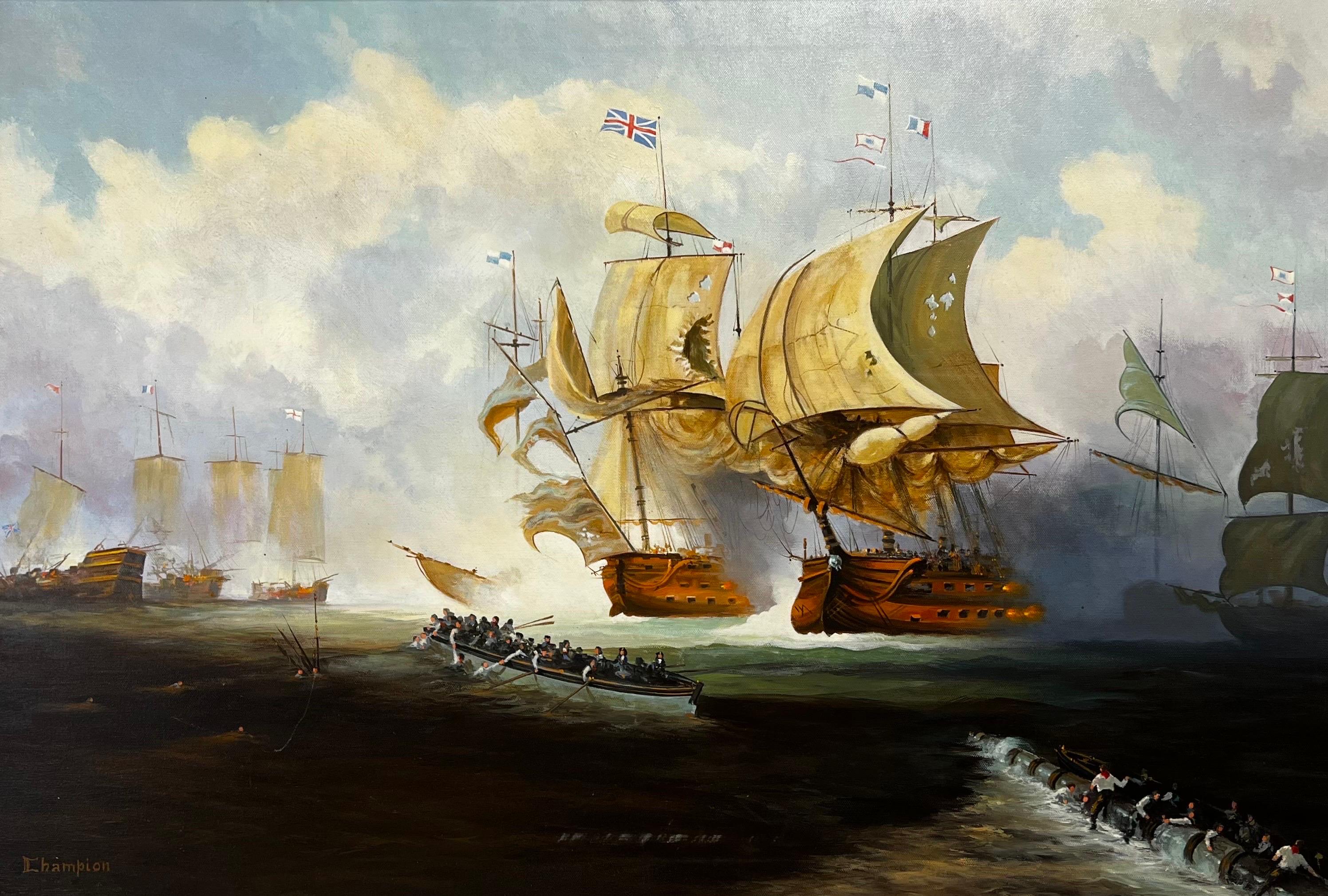 Battle of Trafalgar Very Large British Oil depicting Lord Nelsons famous battle