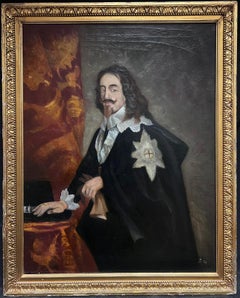 King Charles 1st Antique Oil Painting Portrait of Famous British Monarch