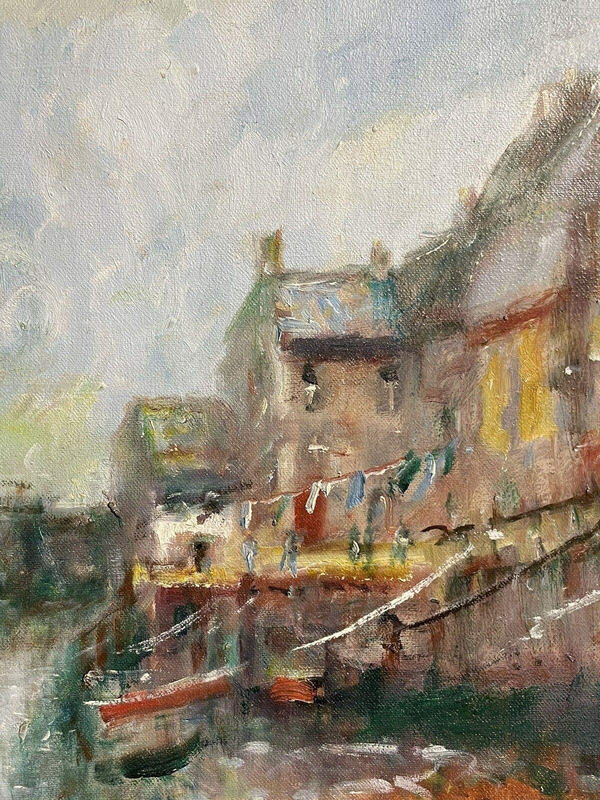 Artista/ Escuela: firmado indistintamente, artista contemporáneo

Título: Puerto de Polperro, Cornualles, titulado en el reverso de la etiqueta

Medio:  pintura al óleo sobre lienzo

Tamaño:     cuadro: 15,75 x 12 pulgadas

Procedencia: colección