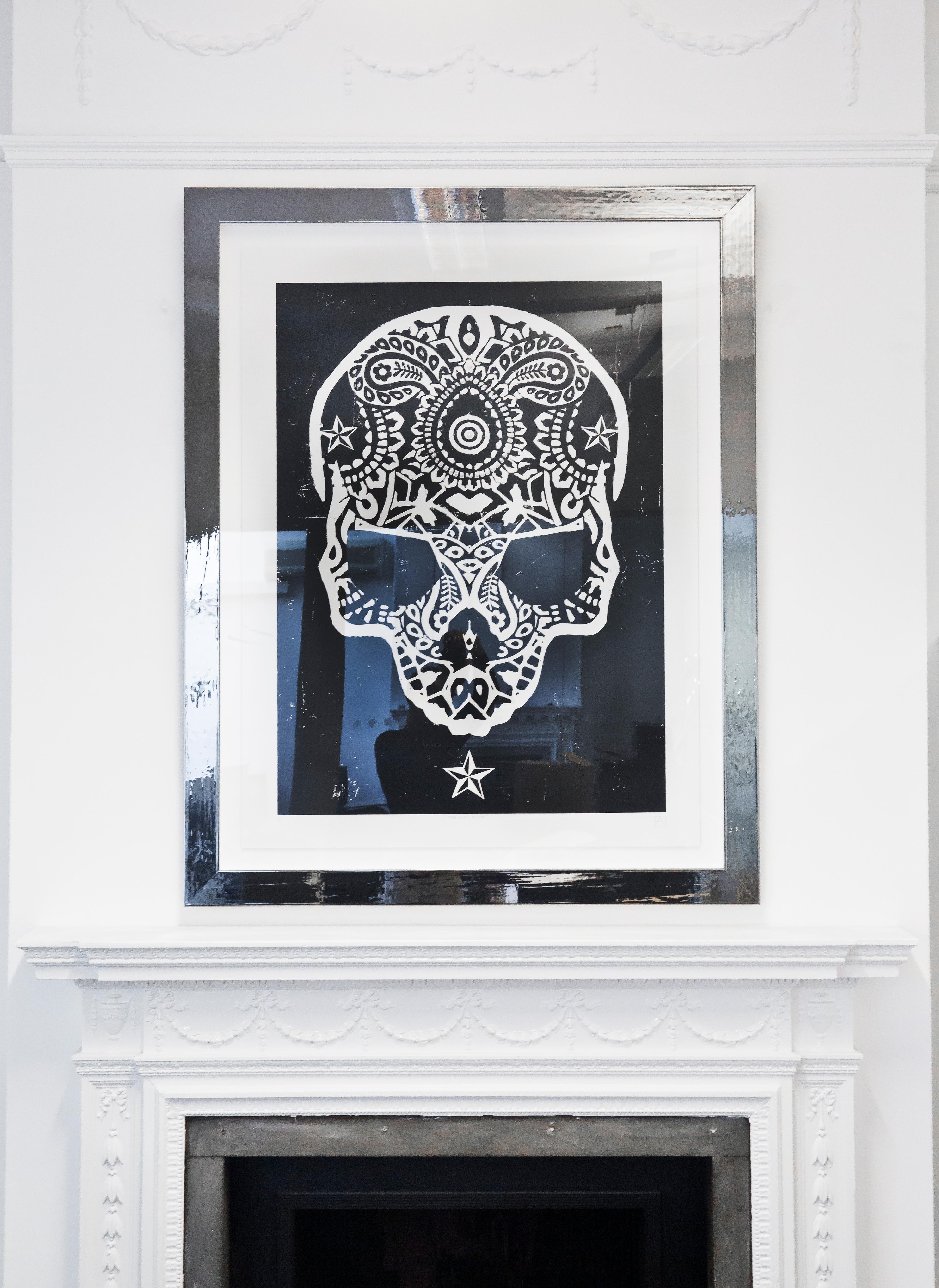 British Artist Ben Allen Tresor Silkscreen Limited Edition Star Skull Jewel Stud In Good Condition In London, GB