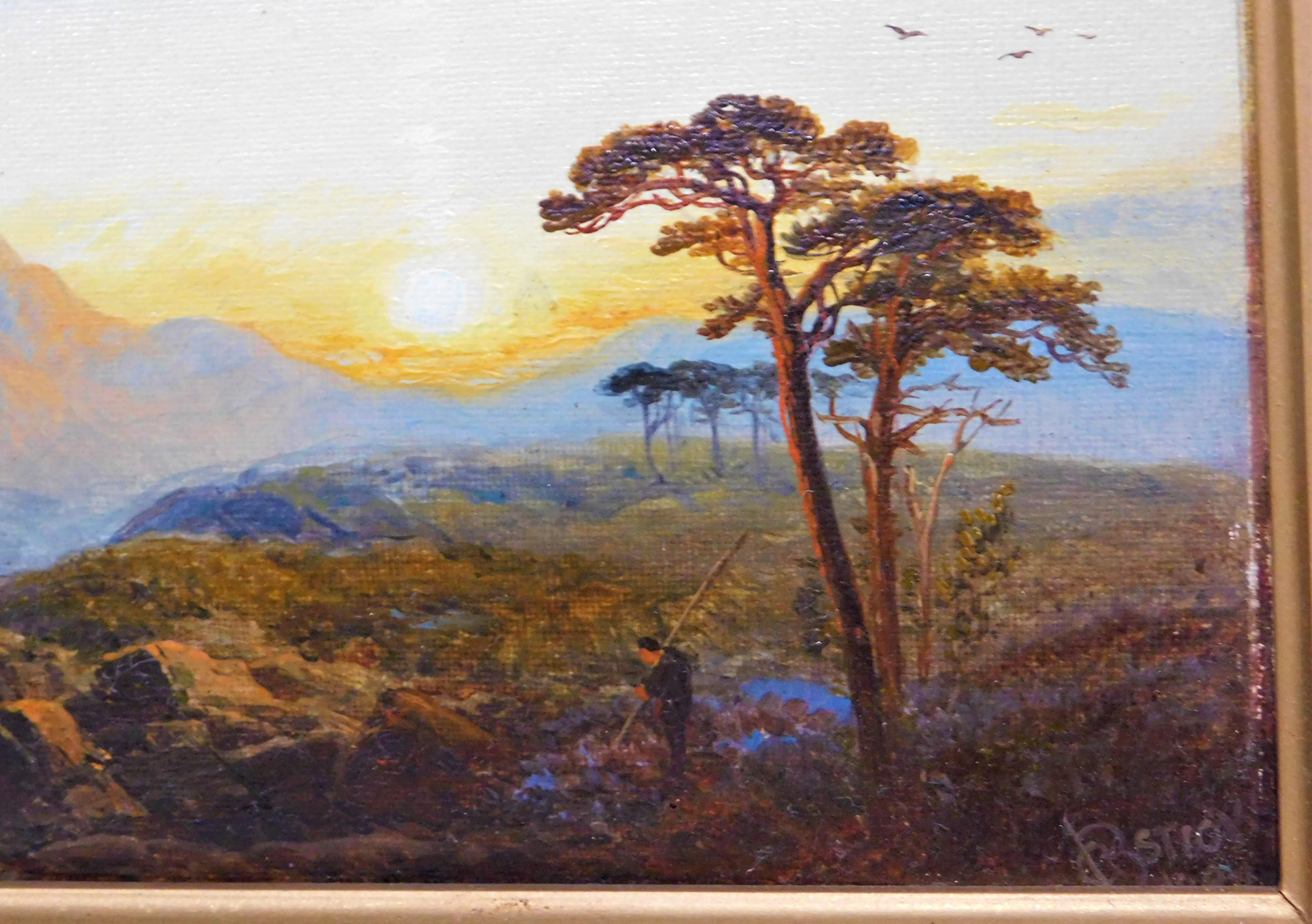 Artiste britannique George Blackie Sticks Peinture à l'huile originale encadrée en vente 2