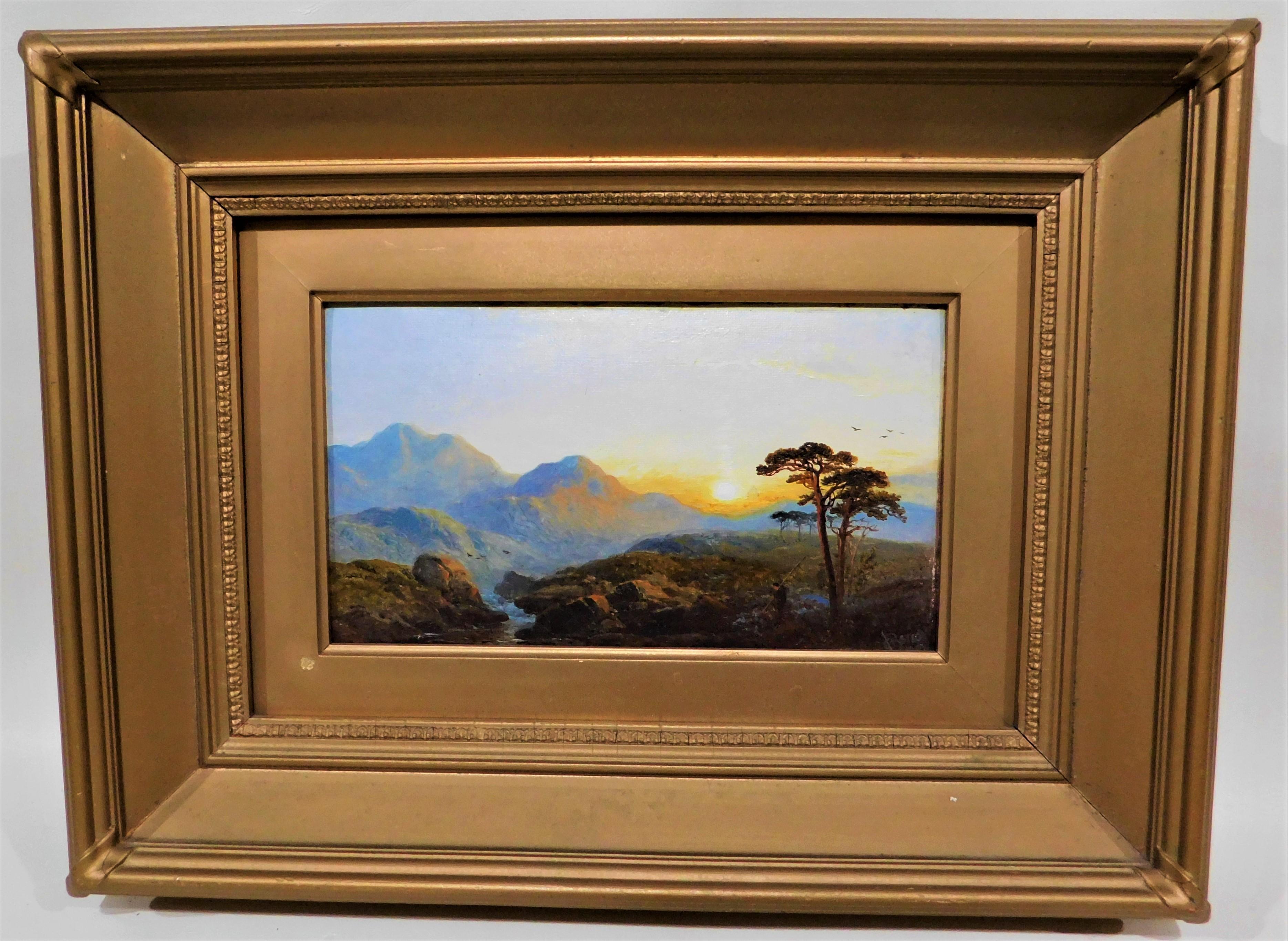 20th Century British Artist George Blackie Sticks Framed Original Oil Painting For Sale