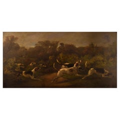 Antique British Artist, Oil on Board, Fox Hunt, Late 19th Century
