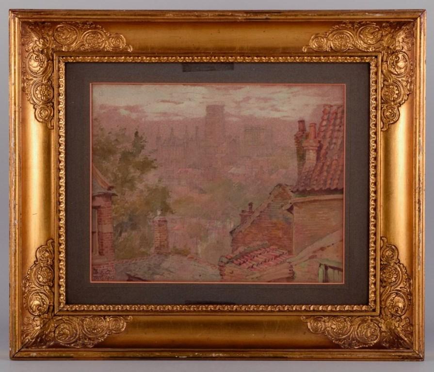 British artist. Watercolour and pencil on paper.
View of Durham Cathedral.
Indistinctly signed and dated 1913.
In perfect condition.
Total dimensions: 43.0 cm x 36.5 cm.
Image dimensions: 27.0 cm x 21.0 cm.