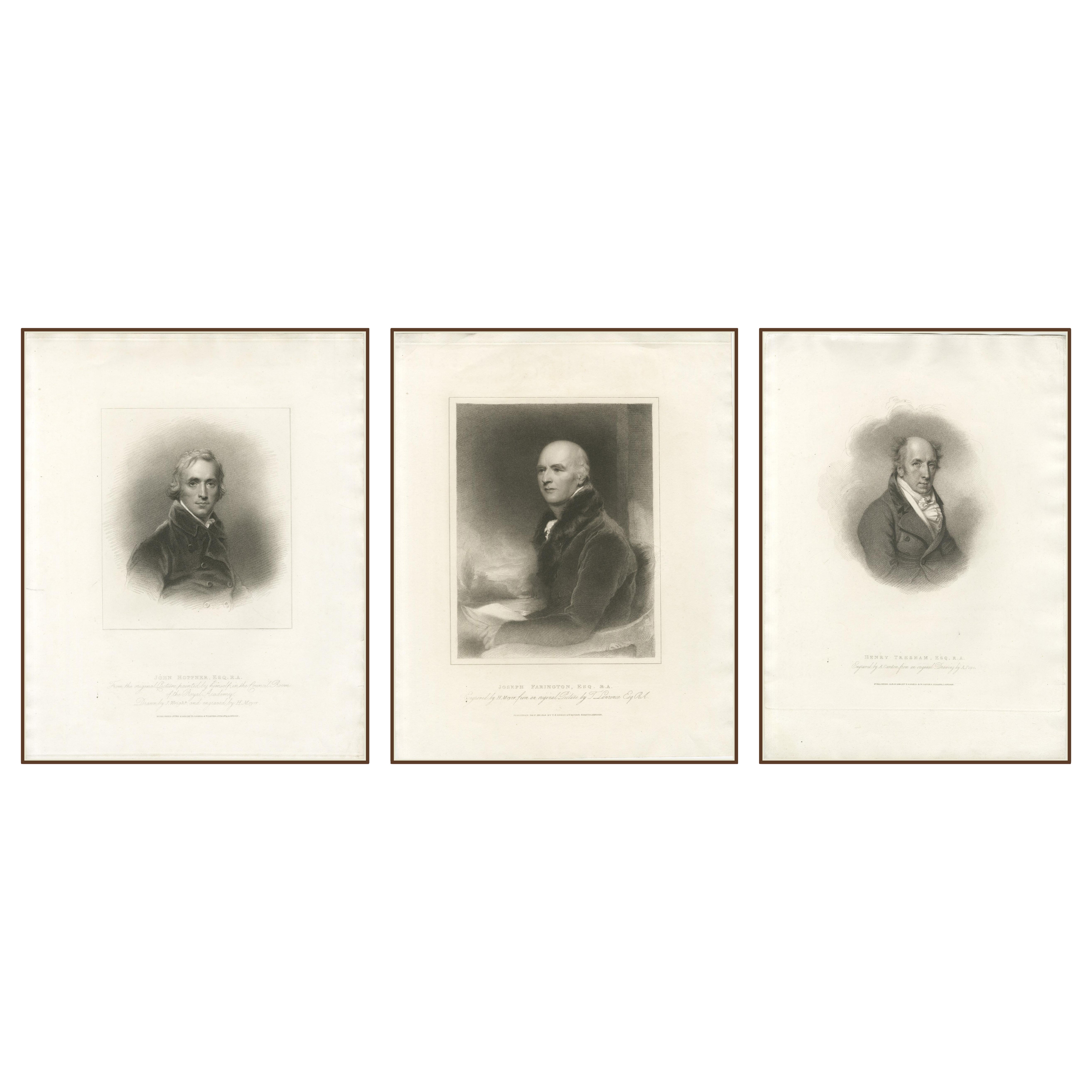 Artistas británicos John Hoppner, Joseph Farington y Henry Thresham Grabado, c.1814 en venta